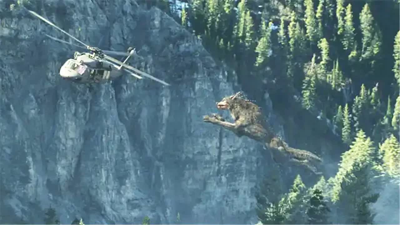 9米巨狼腾空飞起，直捣军方直升机，子弹对它如同挠痒痒！